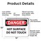 Signmission Hot Surface Sign, 10 in H x 14 in W, Aluminum, Hot Surface Do Not Touch OS-2PACK-DS-A-1014-L-19398 - alternate 6